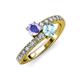 3 - Delise 5.00mm Round Tanzanite and Aquamarine with Side Diamonds Bypass Ring 