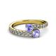 2 - Delise 5.00mm Round Tanzanite with Side Diamonds Bypass Ring 