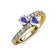 3 - Delise 5.00mm Round Tanzanite with Side Diamonds Bypass Ring 