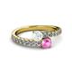 2 - Delise 5.00mm Round White and Pink Sapphire with Side Diamonds Bypass Ring 