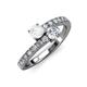 3 - Delise 5.00mm Round White Sapphire and Diamond with Side Diamonds Bypass Ring 