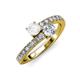 3 - Delise 5.00mm Round White Sapphire and Diamond with Side Diamonds Bypass Ring 