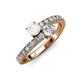 3 - Delise 5.00mm Round White Sapphire and Diamond with Side Diamonds Bypass Ring 
