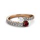 2 - Delise 5.00mm Round White Sapphire and Ruby with Side Diamonds Bypass Ring 