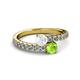 2 - Delise 5.00mm Round White Sapphire and Peridot with Side Diamonds Bypass Ring 