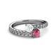 2 - Delise 5.00mm Round White Sapphire and Rhodolite Garnet with Side Diamonds Bypass Ring 