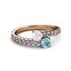 2 - Delise 5.00mm Round White Sapphire and Aquamarine with Side Diamonds Bypass Ring 