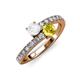 3 - Delise 5.00mm Round White and Yellow Sapphire with Side Diamonds Bypass Ring 