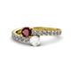 1 - Delise 5.00mm Round Ruby and White Sapphire with Side Diamonds Bypass Ring 