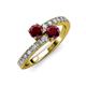 3 - Delise 5.00mm Round Ruby with Side Diamonds Bypass Ring 