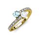 3 - Delise 5.00mm Round Aquamarine and White Sapphire with Side Diamonds Bypass Ring 