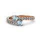 1 - Delise 5.00mm Round Aquamarine with Side Diamonds Bypass Ring 