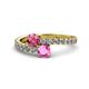 1 - Delise 5.00mm Round Pink Tourmaline and Pink Sapphire with Side Diamonds Bypass Ring 