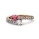 1 - Delise 5.00mm Round Pink Tourmaline and Diamond with Side Diamonds Bypass Ring 