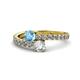 1 - Delise 5.00mm Round Blue Topaz and Diamond with Side Diamonds Bypass Ring 