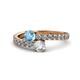 1 - Delise 5.00mm Round Blue Topaz and Diamond with Side Diamonds Bypass Ring 