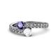 1 - Delise 5.00mm Round Iolite and White Sapphire with Side Diamonds Bypass Ring 
