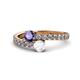 1 - Delise 5.00mm Round Iolite and White Sapphire with Side Diamonds Bypass Ring 