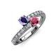 3 - Delise 5.00mm Round Iolite and Rhodolite Garnet with Side Diamonds Bypass Ring 