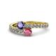 1 - Delise 5.00mm Round Iolite and Rhodolite Garnet with Side Diamonds Bypass Ring 