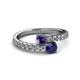 2 - Delise 5.00mm Round Iolite and Blue Sapphire with Side Diamonds Bypass Ring 