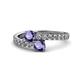 1 - Delise 5.00mm Round Iolite with Side Diamonds Bypass Ring 