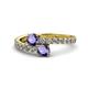 1 - Delise 5.00mm Round Iolite with Side Diamonds Bypass Ring 
