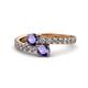1 - Delise 5.00mm Round Iolite with Side Diamonds Bypass Ring 