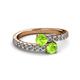 2 - Delise 5.00mm Round Peridot with Side Diamonds Bypass Ring 