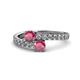 1 - Delise 5.00mm Round Rhodolite Garnet with Side Diamonds Bypass Ring 