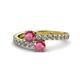1 - Delise 5.00mm Round Rhodolite Garnet with Side Diamonds Bypass Ring 
