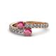 1 - Delise 5.00mm Round Rhodolite Garnet with Side Diamonds Bypass Ring 
