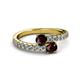 2 - Delise 5.00mm Round Red Garnet with Side Diamonds Bypass Ring 