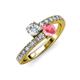 3 - Delise 5.00mm Round Diamond and Pink Tourmaline with Side Diamonds Bypass Ring 