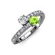 3 - Delise 5.00mm Round Diamond and Peridot with Side Diamonds Bypass Ring 