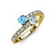 3 - Delise 5.00mm Round Blue Topaz and Diamond with Side Diamonds Bypass Ring 