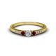 1 - Tresu Diamond and Red Garnet Three Stone Ring  