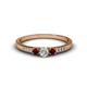 1 - Tresu Diamond and Red Garnet Three Stone Ring  