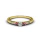 1 - Tresu Diamond and Rhodolite Garnet Three Stone Ring  
