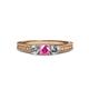 3 - Reveka Pink Sapphire and Diamond Three Stone Engagement Ring 