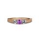 3 - Reveka Amethyst and Diamond Three Stone Engagement Ring 