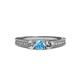 3 - Reveka Blue Topaz and Diamond Three Stone Engagement Ring 