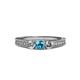 3 - Reveka London Blue Topaz and Diamond Three Stone Engagement Ring 