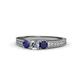 1 - Reveka Diamond and Blue Sapphire Three Stone Engagement Ring 