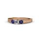 1 - Reveka Diamond and Blue Sapphire Three Stone Engagement Ring 