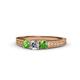 1 - Reveka Diamond and Green Garnet Three Stone Engagement Ring 