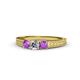 1 - Reveka Diamond and Amethyst Three Stone Engagement Ring 
