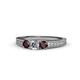 1 - Reveka Diamond and Red Garnet Three Stone Engagement Ring 