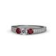 1 - Reveka Diamond and Ruby Three Stone Engagement Ring 