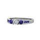 1 - Ayaka Diamond and Blue Sapphire Three Stone with Side Blue Sapphire Ring 
